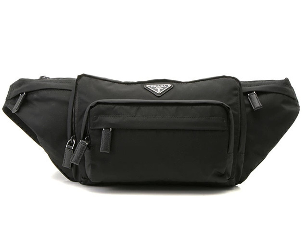 Prada Waist Bum Body Bag Black Body TESSUTO MONTAGN Nero Black